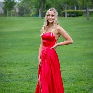 Beautiful red satin prom dress